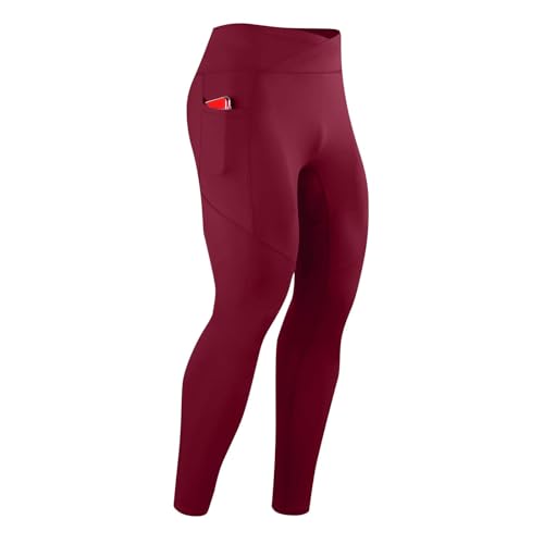 High Waisted Leggings with Pockets for Men Stretch Yoga Pants Full Length Skinny Pant Legging for Hiking Workouts4