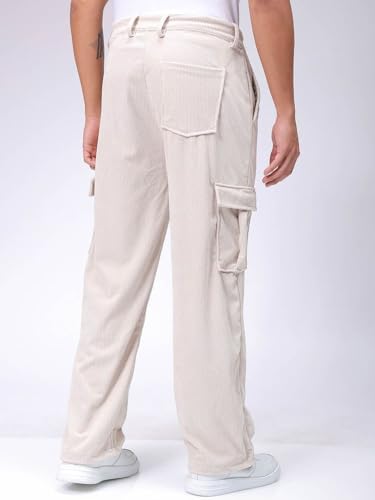 Image of The Indian Garage Co Men Baggy Textured Mid-Rise Cargos