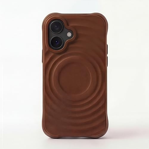 Image of amazon basics Shockproof Case for iPhone 17 | Ripple Pattern | Camera Protection | Protective Cover with Enhanced Grip & Wireless Charging Support - Brown
