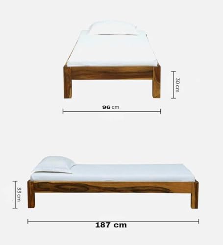 Image of AADITYA WOODS Solid Sheesham Wood Single Bed Cot Without Storage | Single Size Bed for Bedroom | Multipurpose Use Bed- Rustic Teak 13