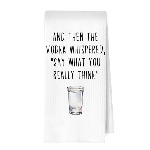 ERYBHKRTYH Vodka Gifts Kitchen Towels - Funny Vodka Gift Waffle Decorative Dish Towels, Bar Hand Towel for Bartender, Hostess Gifts Tea Towel, 16×24 Inches