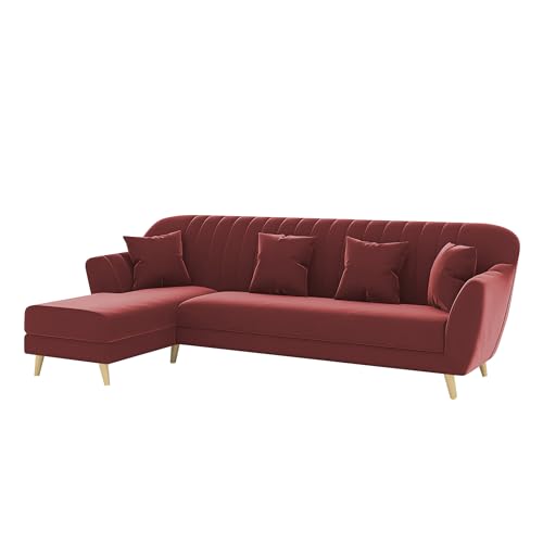 Image of Atticus LHS 6 Seater L Shape Sofa Set for Living Room (Maroon Fabric) Premium Fabric Sofa Set