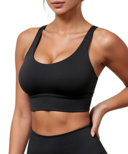 Image of Grace Form Strappy Sports Bra for Women Padded Push Up Sport Bra Athletic Running Workout Bra Yoga Bra
