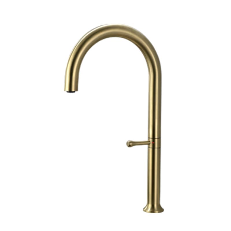 Robinet de cuisine acier inoxydable pivotant doré pour évier