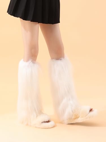 Fluffy Leg Warmers Black Leg Warmers for Women Fuzzy Leg Warmers Winter Fluffy Leg Warmers Furry Long Boot Cuffs Cover4