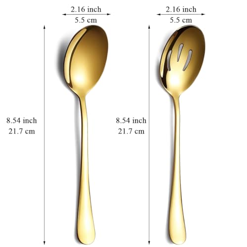Gold Serving Spoons 4 Pieces, ReaNea Stainless Steel Serving Utensils Set inclunde 2 Serving Spoon 2 Serving Slotted Spoons, Dishwasher Safe - Image 3