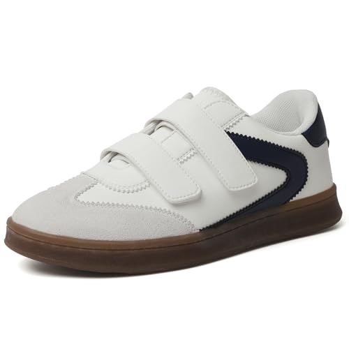 GOUPSKY NavyWhite Fashion Sneakers for Women Casual Walking Velcro Shoes Non-Slip Lightweight Tennis Shoes Womens Sneakers with Comfortable Memory Foam Insole Size 8