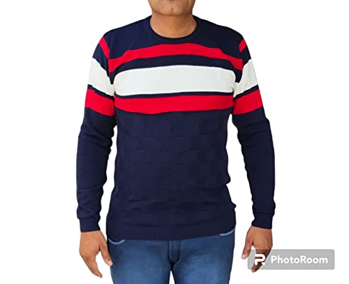 Image of Men's Plain Solid Full Sleeve Slim Fit Cotton T-Shirt -Multicolor