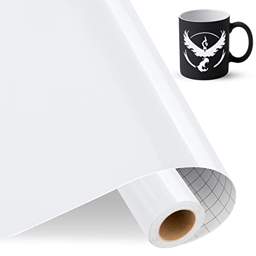 IModeur Vinilo adesivo bianco, 30,5 cm x 457,5 cm pellicola adesiva bianco lucido, vinile bianco per Cricut, Silhouette Cameo, La maggior parte delle macchine da taglio