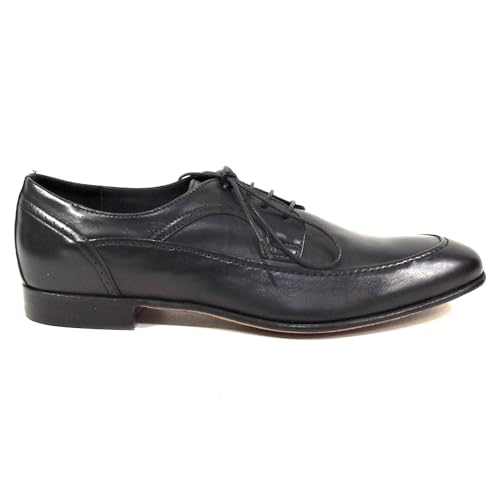 Men's Black Leather Derby Dress Shoes, Comfort Lace-Up, Italian Made4