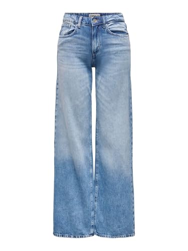 Only Jeans Femminili a Gamba Larga ONLHOPE Vita Bassa Ampio Taglio Gamba Jeans, Denim Light Medium, 25W x 30L
