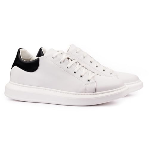 MASALTOS Zapatos de Hombre con Alzas Que Aumentan Altura hasta 7 cm. Fabricados en Piel. Modelo Montpellier (Blanco, Sistema Tallas Calzado EU, Adulto, Hombre, Números, Mediano, 41)