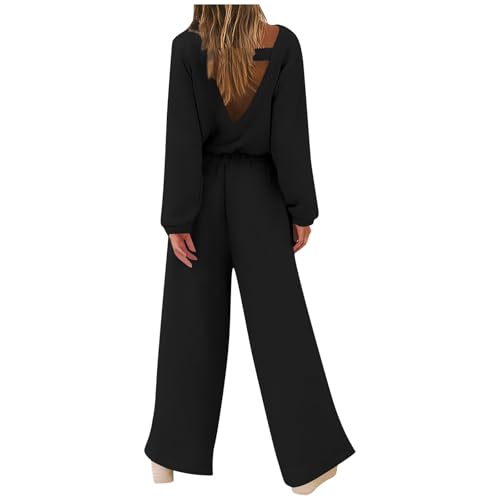 Combinaison tendance sport manches longues et dos nu en couleur unie