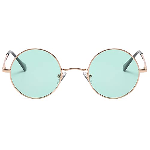 Image of Red Lens Circle Glasses Small Round Polarized Sunglasses for Women Men Retro Hippie Style Circle Sun Glasses