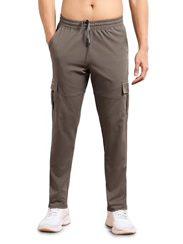 Image of TECHNOSPORT Men's Regular Fit Mid Rise Polyester Solid Cargos for Activewear, Regular Use and Quick Dry