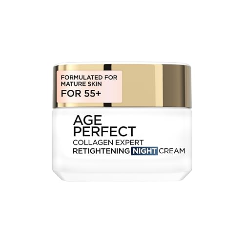 LOréal Paris Night Cream for Mature Skin Age Perfect Collagen Expert Retightening Night Cream 50+ Firmer Moisturised Nourished Skin Targets Firmness & Age Spots Micro Collagen Peptides 50ml