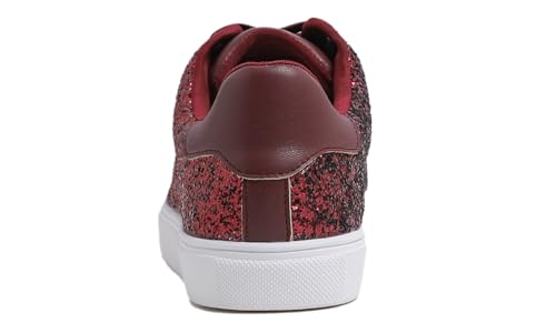 Image of FEVERSOLE Women's Fashion Lace Up Dress Sneakers Sparkly Party Shiny Shoes