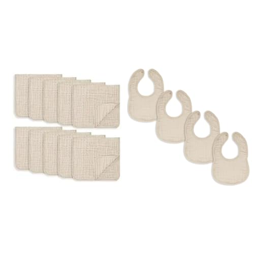 Comfy Cubs Muslin Burp Cloths and Muslin Baby Bibs Bundled