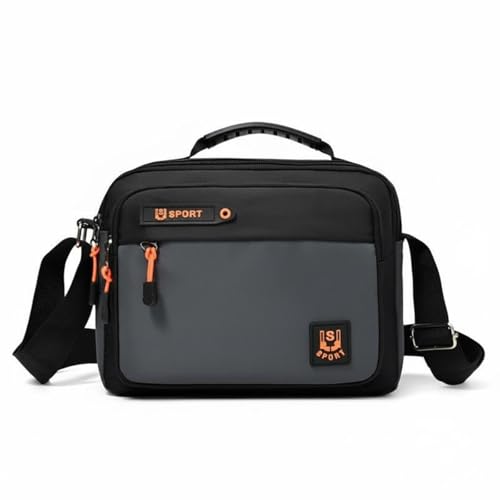 Bolso de hombro masculino en tela Oxford gris con acabados de alta resistencia
