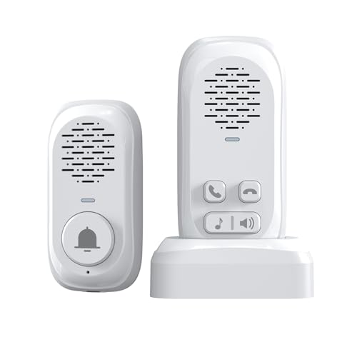 PANDAAR Wireless Intercom Doorbell, 2 Way Communication Doorbell 984ft Long Range, 4 Volume Levels, Battery Operated Doorbell with Speaker for Home Office Classroom (White)