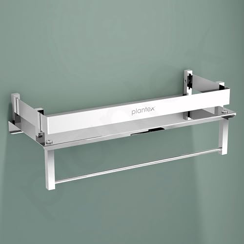 Image of Plantex Stainless Steel Shelf for Bathroom /Multi-Purpose Shelf for Kitchen /Bedroom /Living Room /Bathroom Accessories - (12x5 inch - Chrome)
