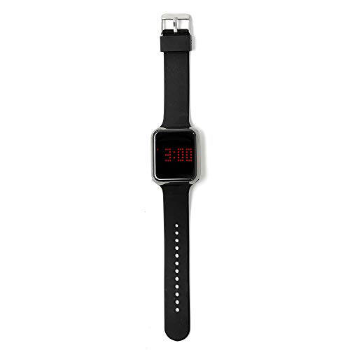 Relógio digital unissex com tela de LED e pulseira de silicone com mensagem de rolagem e configuraçõ