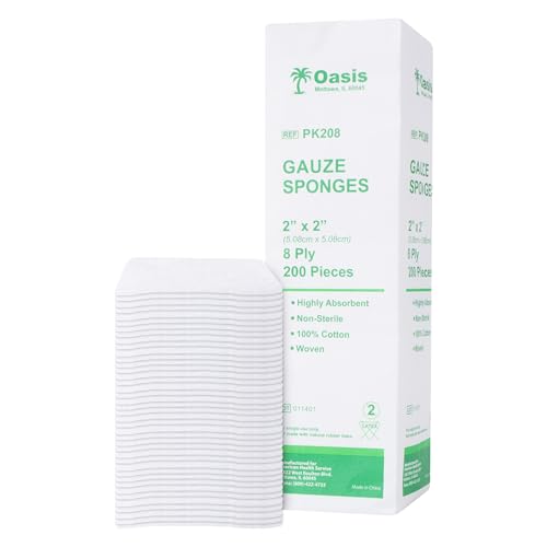 Oasis 2 x 2 inch Gasas, Esponjas de Algodón 100%, Tejidas de 8 Capas No Estériles, 1 Caja de 5000 (25 Paquetes de 200) miniatura 4