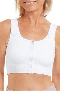 Amoena Women's Pamela Zip Front High Pressure Seamless Bra, 45010, White, XL
