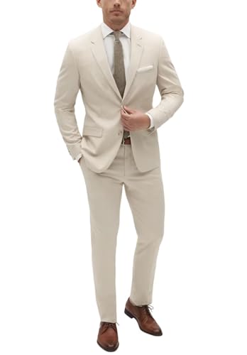 Men's 2 Piece Suit Slim Fit Tuxedos for Men Blazer Pants Set Wedding Summer