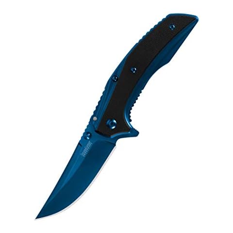 Kershaw 3-Inch Blue Pocketknife with SpeedSafe Opening and Deep Carry Pocketclip Cover