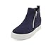 Soda Taylor Hidden Wedge Sole Booties Ankle Heels Sneaker Shoes Side Zipper (Navy Suede, 8)
