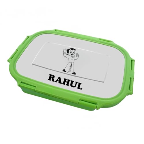 Image of ncgifts Personalized Tiffin | Customized Lunch Box | Personalized Stainless Steel Tiffin Box | Your Child's Name and Favourite Character Engraved | for Scholl Students (Green)