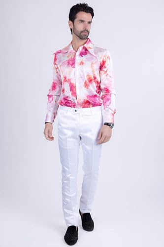 Barabas Men Shinny Dress Pants Black Navy White VP10203