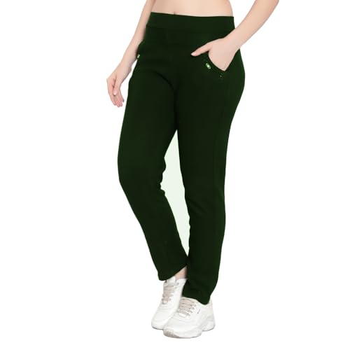 Image of Fashiol Women's Winter Lower | Woolen Fleece Lined Track Pants | Warm & Comfortable Winter Wear | Relaxed Fit Elastic Waist Joggers | Soft Lounge Sweatpants with Pockets | Stylish & Cozy