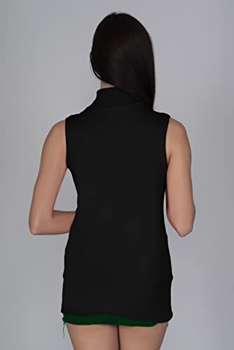 Image of A5081 Women's Basic Solid High Neck Sleeveless Stretchable Ribbed Stylish Women Top