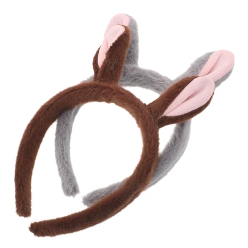 OATIPHO Diademas Orejas de Caballo para Halloween y Fiestas, 2 Piezas, Color Gris y Marrón, Accesorio Ligero y Cómodo para Cosplay y Eventos Festivos