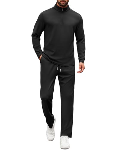 COOFANDY Men's Tracksuits 2 Piece Casual Athletic Sweatsuit Quarter Zip Pullover Long Sleeve Running Sport Outfits