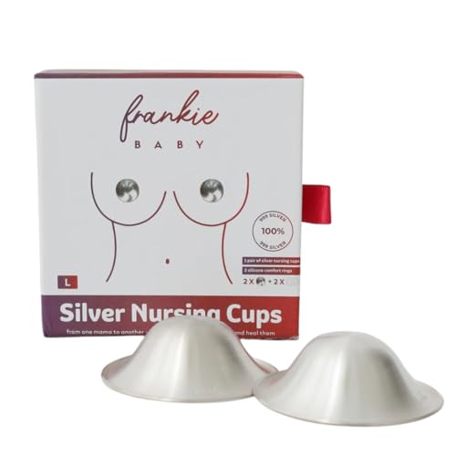 Image of Silver Nursing Cups for Breastfeeding Newborn - Nipple Shields - Breast Shields for Nursing New Moms - Silver Nipple Covers Breastfeeding - Pack of 2 - Frankie Baby