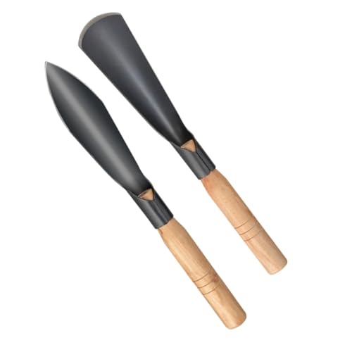 MOTHNUR Lot de 2 Pelles de Jardin à Manche en Bois pour Plantation et Désherbage, Outils de Jardinage Manuels Légers, Taille Moyenne, Surface Lisse, Adaptées à Repiquage et Entretien