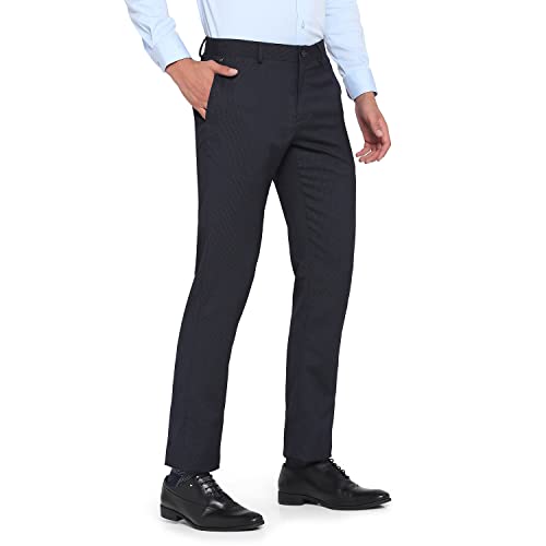 Image of blackberrys Structured Polyester Viscose Slim Fit Men's Work Wear Trousers