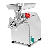 VERTES Fleischwolf Fleischmaschine Faschiermaschine Elektrisch, Edelstahl, 850W, 120 kg/h, Größe 12, Professionell f. Gastro, 2 Einfüllschalen, 4 Lochscheiben, 2 Messer, Stopfer, Vor-, Rückwärtsgang
