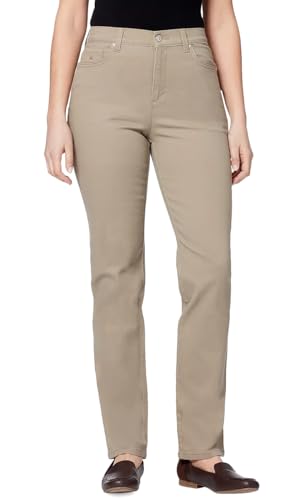 Gloria Vanderbilt Women's Classic Amanda High Rise Tapered Jean for Women - Hazel-Khaki 8 Short