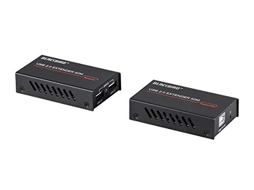 Monoprice USB 2.0 2-Port Extender Over Cat5e/6-50 Meters (164 Feet) Supports Up to 480Mbps, True Plug-n-Play, Connect 2 Devices to 1 Single USB Port Over an Extended Distance- Blackbird Series
