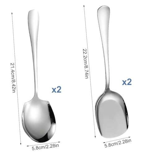 4 Pezzi Cucchiai per Insalata, 22 cm Posate per Insalata Acciaio Inox, Cucchiaio da Portata, Cucchiaio da Insalata a Manico Lungo, Cucchiaio da Servizio per Casa, Banchetto - immagine 3