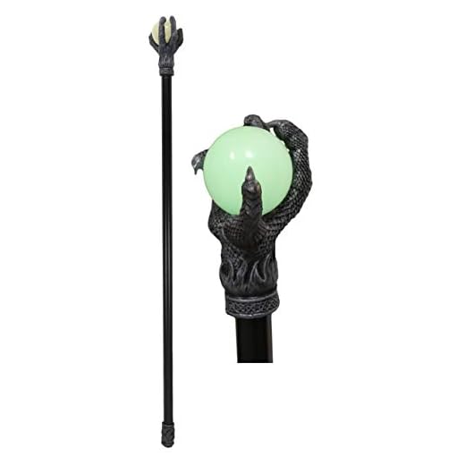 Ebros Gothic Grip of Fire Dragon Claw Glow in The Dark Light Orb Decorative Prop Cosplay Walking Swagger Cane Fantasy Halloween Dungeons and Dragons Decor Gadget Accessory