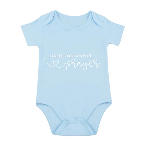 Image of Little Answered Prayer Infant Reveal Ideas Pregnancy Baby Announcement Bodysuit Girl And Boy 0-12M