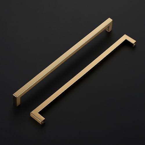 Image of Ravinte 30 Pack Champagne Bronze Cabinet Handles 12-3 /5 Inch Hole Center Stainless Steel Kitchen Square Cabinet Pulls for Dresser Drawer Cupboard Handles with Screwdriver