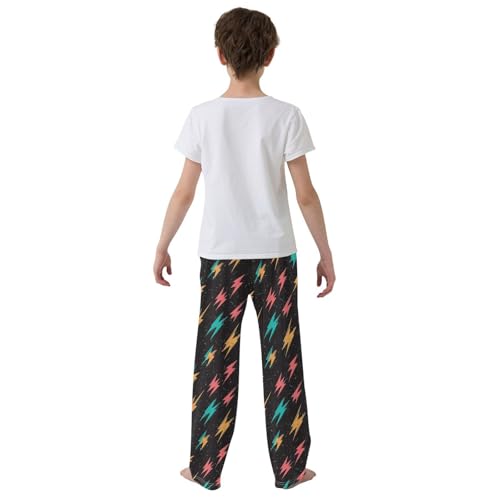 Boys' Pants Colorful Lightning Bolts Dots Long Bottoms Jogger Pants Elastic Waist Trousers with Pockets S-XL3
