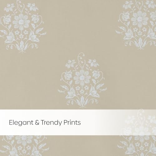 Image of haus & kinder Digital Printed Cotton Window Curtain 5 Feet Long Pack of 2 Window Curtains, 5 Feet Curtain for Window (Ivory Filigree, Beige 130x152 CM)