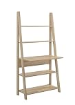 Tall Ladder Desk with Five Tier Shelves Space Saving Home Office Furniture Oak Finish